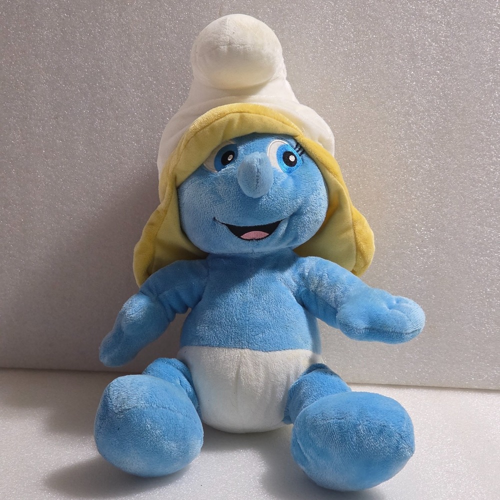 Build-a-Bear Smurfette The Smurfs Blue & White Nude Blonde Hair Plush 16"